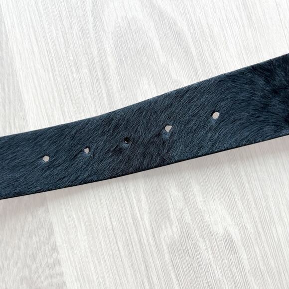 Brave Leather Kasi Hair-On Belt 32 Black Calf Hair Silver Equestrian Buckle EUC main image 12